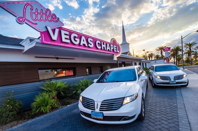 Elvis Wedding at The Little Vegas Chapel including Limousine Transportation - Photo ops you can actually use: sign replica, studio props, and professional coverage