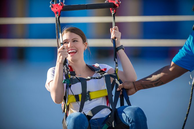 Fly LINQ Zipline at The LINQ Promenade in Las Vegas - Boarding flow: elevator up, harness on, then launch