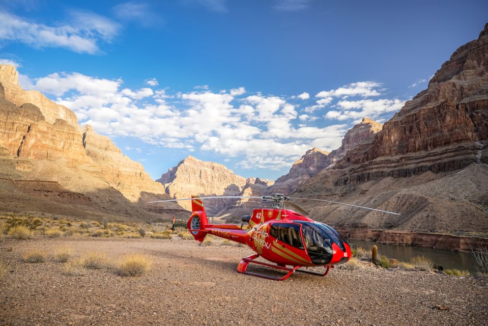 Grand Canyon Helicopter Landing Tour with Vegas Strip - Down to the canyon floor: the 3,200-foot drop and the Ramada Champagne stop